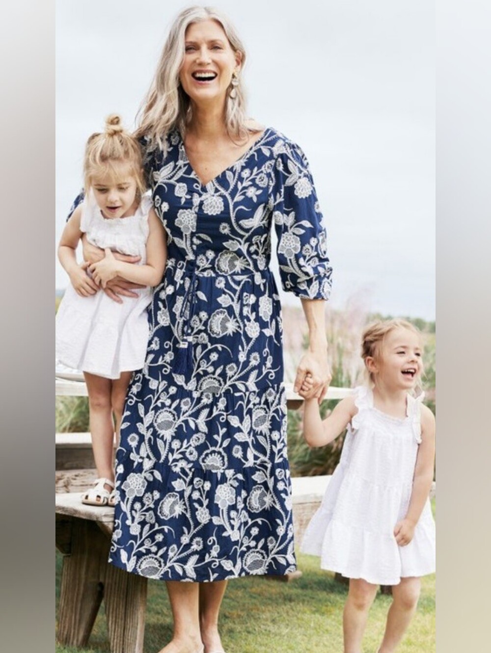 Soft Surroundings Navy Blue Tiered Embroidered Dress – NWT Size Medium (12)